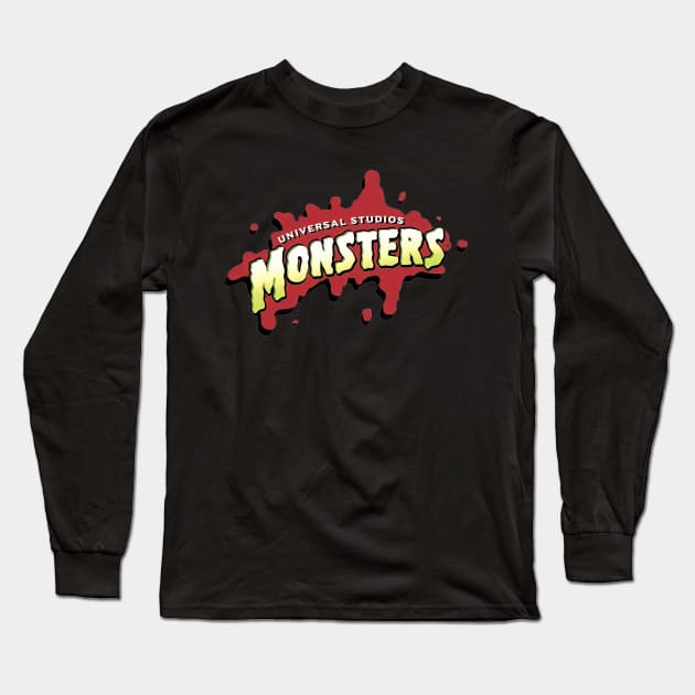 Universal Monsters Retro Logo Long Sleeve T-Shirt by TeeMaster613